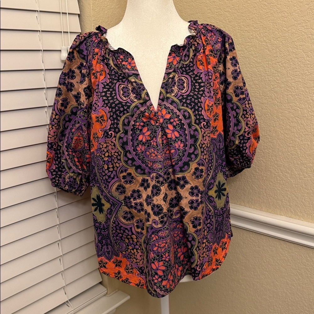 XiRENA Jules Blouse Floral Black Opal Print Women's Small